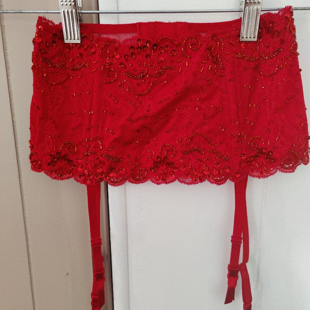 NWT Vintage Victoria Secret Beaded and Sequined Garter Belt